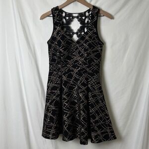 Windsor Womans Black Gold Lace Babydoll Mini Dress Size M Fairy Goth Whimsigoth